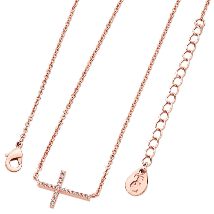 Tipperary Crystal Rose Gold Cross Necklace